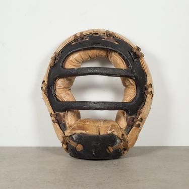 Distressed Metal and Leather Catcher's Mask c.1920