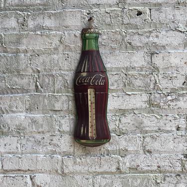 Vintage Coca Cola Robertson Hobbleskirt Bottle Thermometer Sign 