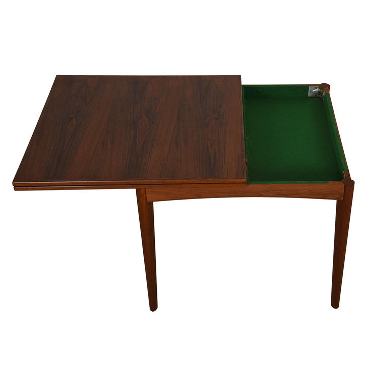 Square-to-Rectangle Danish Teak Fold-Out Dining / Game Table