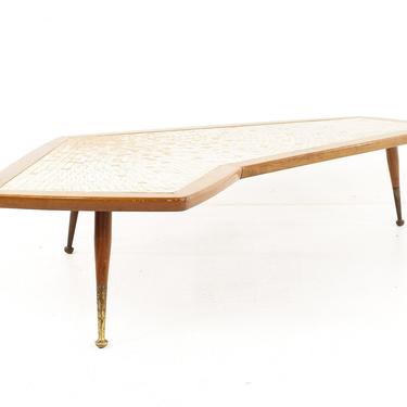 Martz Style Mid Century Boomerang Tile Top Sunburst Mosiac Coffee Table - mcm 