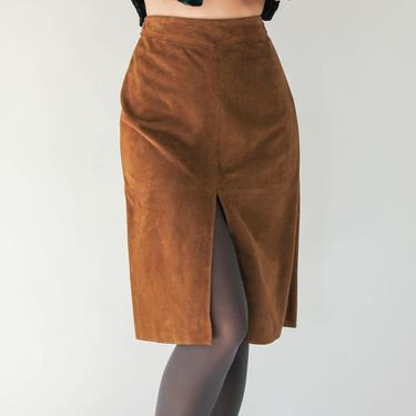 Vintage Y2K Banana Republic Light Brown Suede High Waisted Skirt w/ Original Tags | Season Fall 2002 | 2000s Designer Boho Leather Skirt 