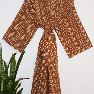 Hand Block Printed Kimono, Cotton Kimono Robe, Lightweight Robe, Dressing Gown, India Bathrobe, Wood Blocked, Geometric Print, Travel Robe 