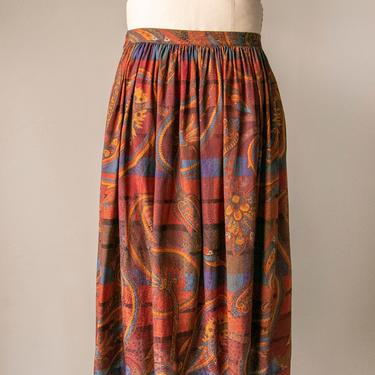 1980s Silk Full Skirt Albert Nipon L 