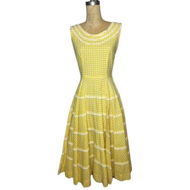 1950s yellow gingham sundress 