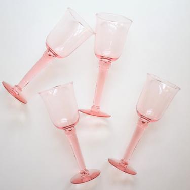 10oz Pink Tulip Wine Stem Mouth Blown | Hachar Glass Company | Mexico Mexican Made Blush Wine Glasses 