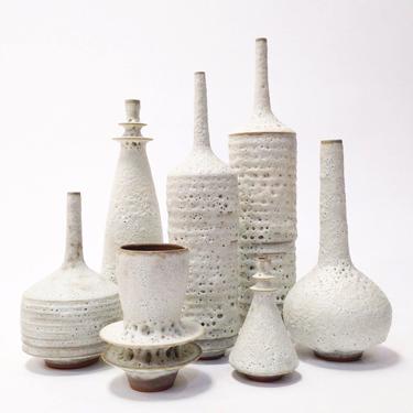SHIPS NOW- One handmade stoneware handmade ceramic vase- crater white volcanic lava glaze by Sara Paloma Pottery. modern mini white bud vase 