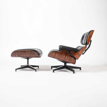 3rd Gen Eames Lounge Chair and Ottoman in Black Leather and Rosewood 