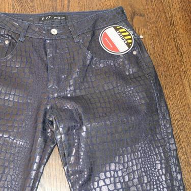 Y2K Croc Skin Jeans | Vintage Croc Print Pants | Snake Skin Pants | Animal Print Jeans | Animal Print Trouser | Size 7 Medium Waist 29&amp;quot; 