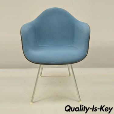 Vintage Herman Miller Fiberglass Shell Blue Upholstered Eames Arm Chair