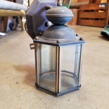 Brass and Beveled Glass Exterior Sconce