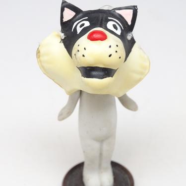 Tiny Vintage Halloween Cat Mask for Doll, Small Plastic Black Kitten Mask, Retro Party Decor 