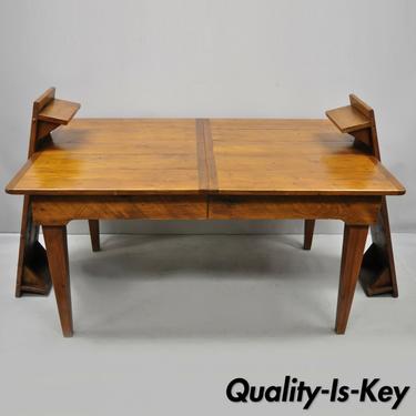 19th C. French Provincial Country Farmhouse Dining Farm Table 2 Leaves 2 Drawers
