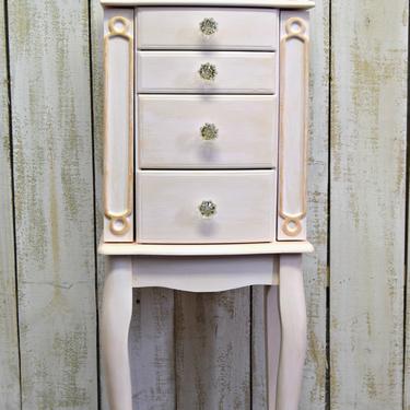 Pink Jewelry Armoire | Large Jewelry Box | Pink Jewelry Storage Cabinet | Shabby Chic Jewelry Armoire | Pink and Gold 