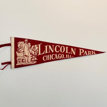 Vintage Lincoln Park Chicago Illinois Souvenir Pennant 