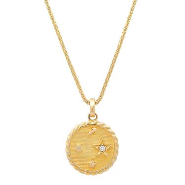 Small Zodiac Gold Necklace - Aquarius on 18” Chain