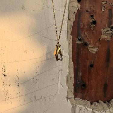 Dainty Hand with CZ Gold Plated Necklace