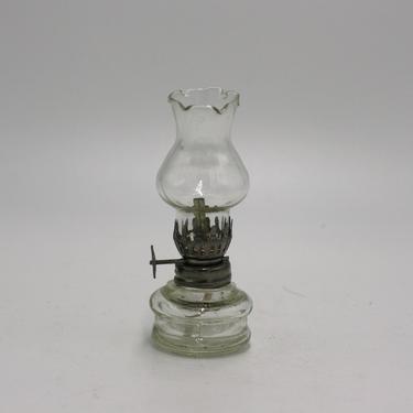 vintage miniature oil lamp with chimney 
