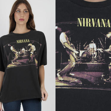1996 Nirvana T Shirt / 1990s Muddy Banks Tour T Shirt / 90s Kurt Cobain Black Cotton Grunge T Shirt / Wishkah Band Concert Tee 