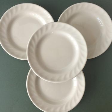 Vintage White Restaurant China Plates, Jackson China Restaurant Ware, small bread and butter plates, set of 4 diner plates, white dinnerware 