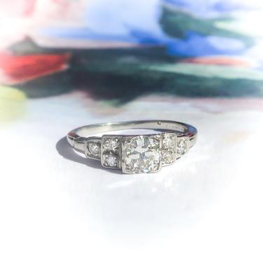 Art Deco .44 ct.tw. Diamond Step Engagement Ring Platinum 