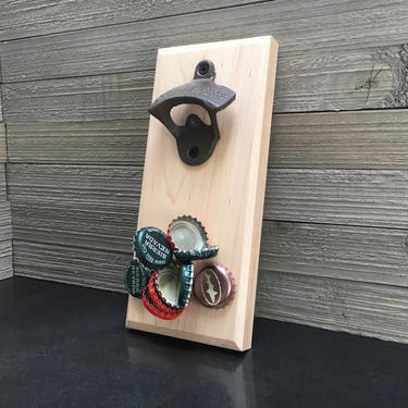 Magnetic Maple Bottle Opener - Refrigerator or Wall Mount, Cap-Catching 