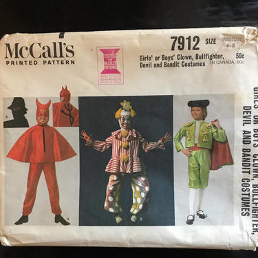 McCall's Pattern 7912 Clown Bullfighter Devil and Bandit Costume Medium 6 - 8 