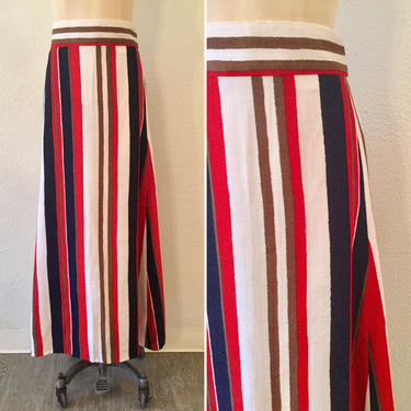 Liberty stripe 60s skirt | Vintage haute couture Pierre Cardin skirt | 1960s designer long stripe wool skirt 