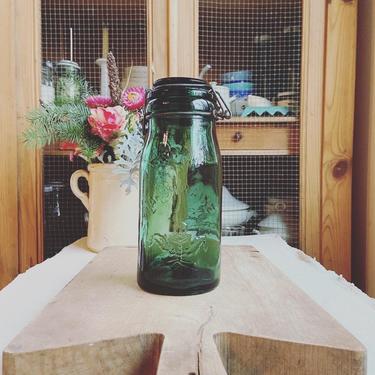 Beautiful deep green vintage French La Lorraine canning jar- GJ3 