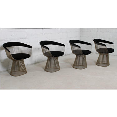 Set of 4 Mid Century Wire Warren Platner Dining Chairs