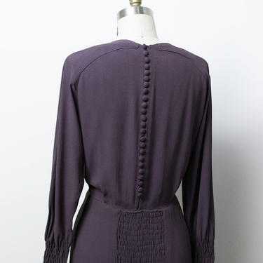 1930s Crepe Dress / 30s Purple Plum Day Dress 