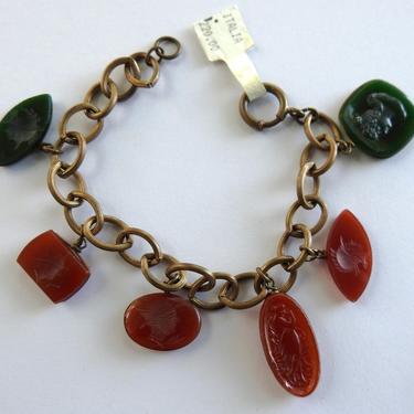 Vintage Poured Glass Italian Intaglio Bracelet 