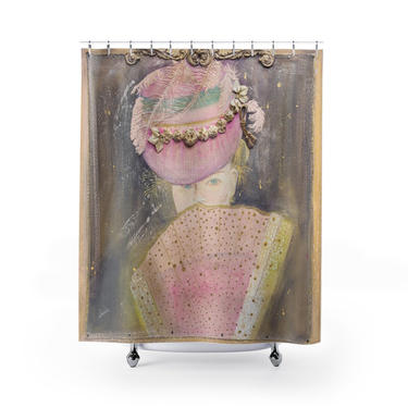 Marie Antionette Women's Portrait Shower Curtain ~ French Country Chic Shower Curtain ~ Women's Flowers Shower Curtain ~ Bathroom Decor 