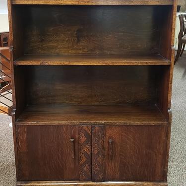 Item #T71 English Oak Open Tiered Bookshelves w/ Lower Cupboard c.1920s