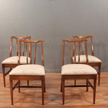 Set of 4 Mid Century Pastel &amp; Walnut Dining Chairs – ONLINE ONLY