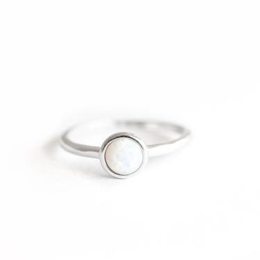 White Opal Ring - Sterling Silver