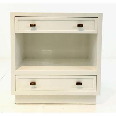 Worlds Away Modern White Lacquered Warren Two Drawer Nightstand/Side Table