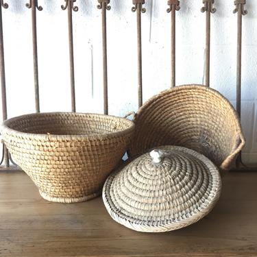 Vintage European Egg Baskets, one with lid, one without. Free Aldie VA pick up/shipping extra 