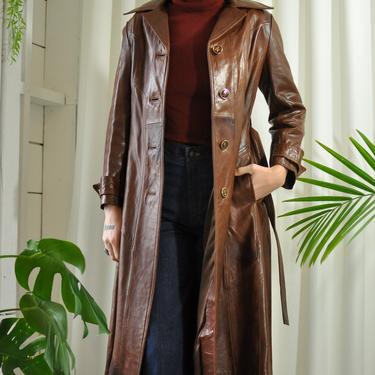 70s Belted Leather Trench