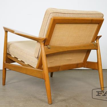 Pair of Scandinavian Beech Wood Lounge Chairs