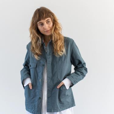 Vintage Slate Grey Green Chore Coat | Unisex Cotton Utility Work Jacket | Made in Italy | M L | IT242 