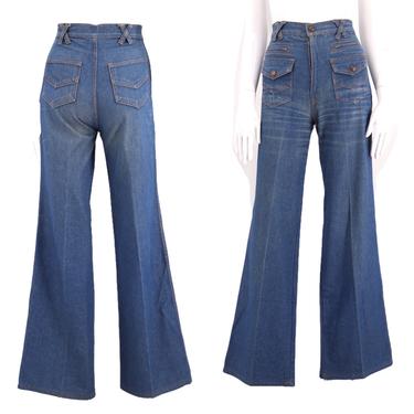 70s sz 25 hi waist bell bottoms jeans / vintage 1970s PARTNERS high waisted wide leg bells flares sz 4 