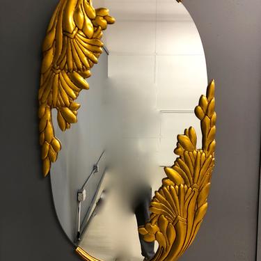 Vintage Hollywood Regency Gold Leaf Wall Mirror 