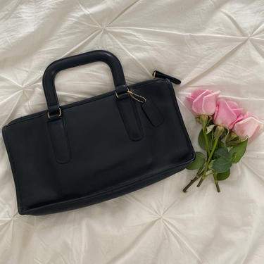 Vintage Black Leather 1970’s Coach Bonnie Cashin Handbag - Made in New York 