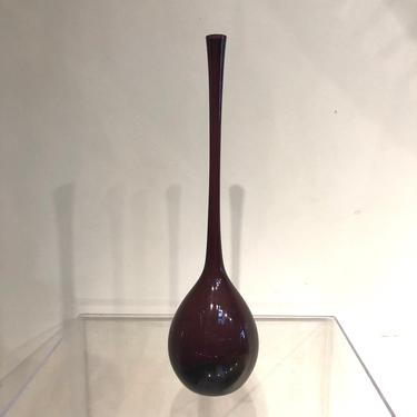 Plum purple glass vase was handblown by Arthur Percy for Swedish glass masters Gullaskruf 