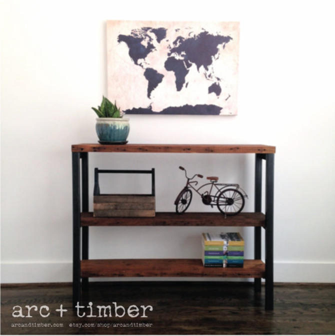 The &amp;quot;Madison&amp;quot;  Bookshelf - Reclaimed Wood &amp; Steel - Multiple Sizes Available 