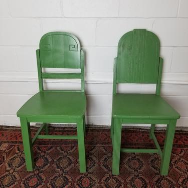 Pair of Art Deco Painted chairs (slightly mismatched design)