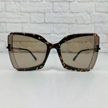 Tom Ford Gia 63mm Oversized Butterfly Frame Sunglasses, Tortoise