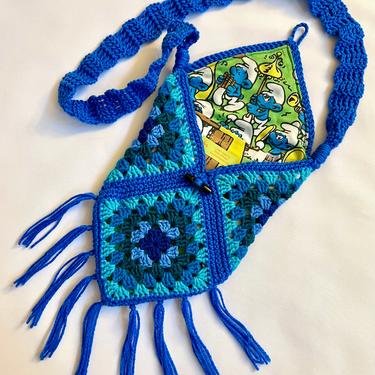 true blue crochet crossbody bag