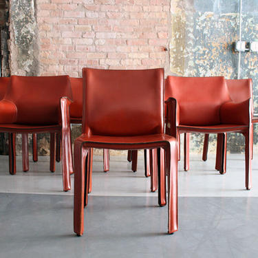 Set of 8 Cab dining chairs by Mario Bellini for Cassina Italy