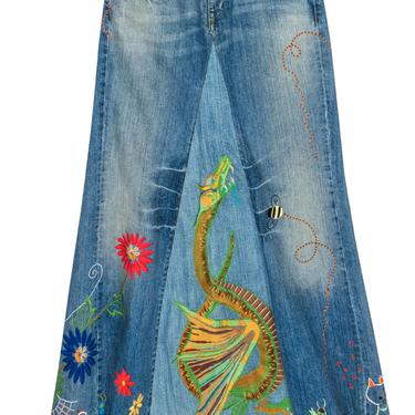 Polo Ralph Lauren - Denim Embroidered Upcycled Maxi Skirt Sz 6